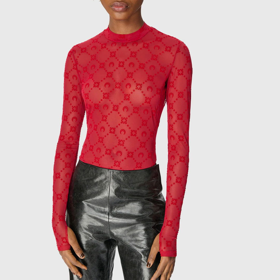 Recycled Mesh Flock Second Skin Highneck Top