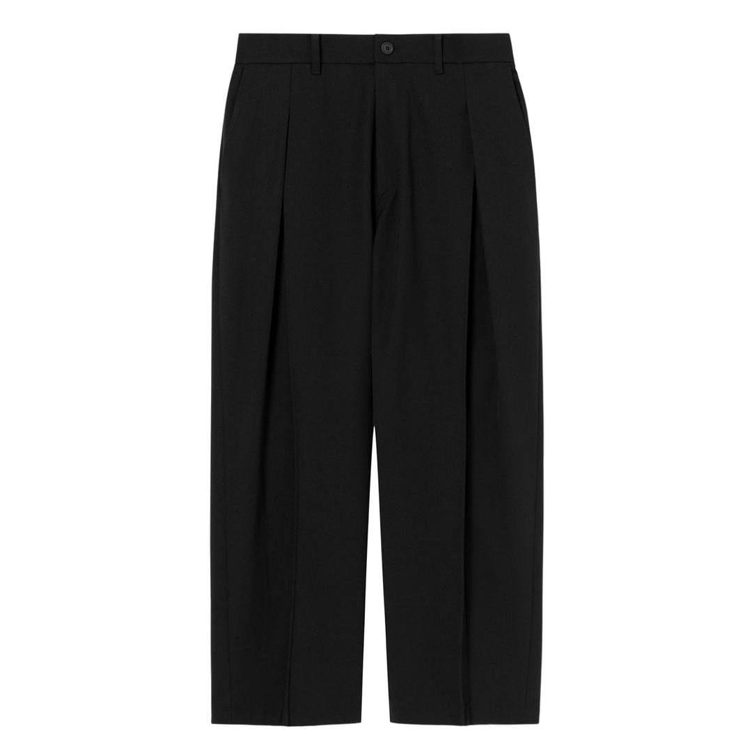 Black Side one-Tuck Wool Pants