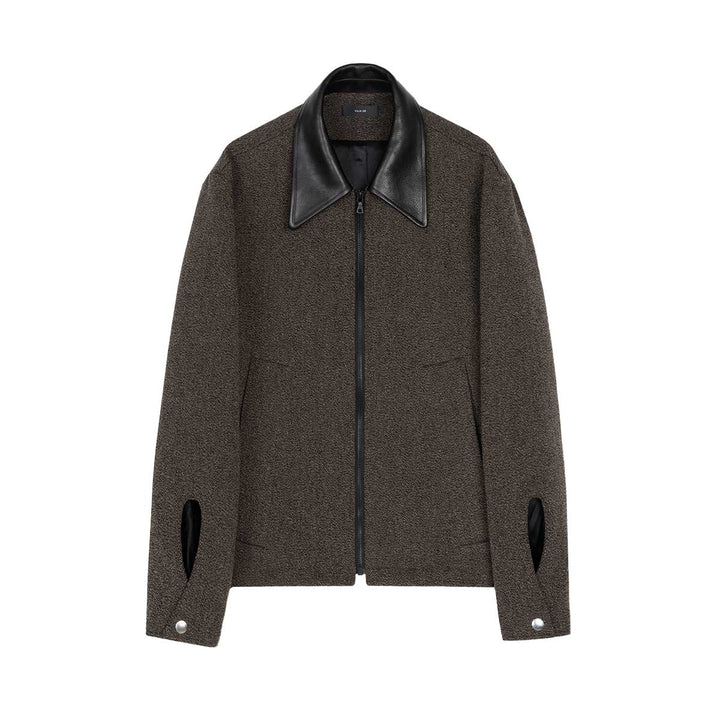Relaxed Shirt Jacket in Wool/Leather