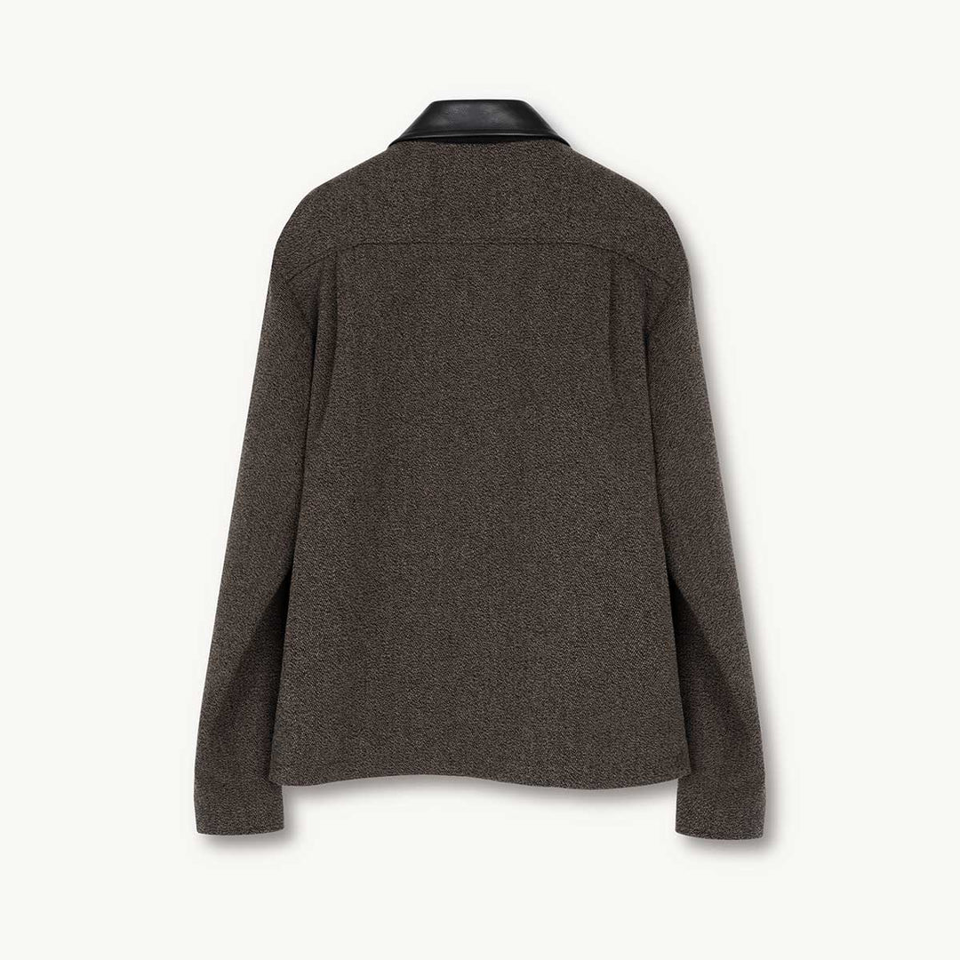 Relaxed Shirt Jacket in Wool/Leather