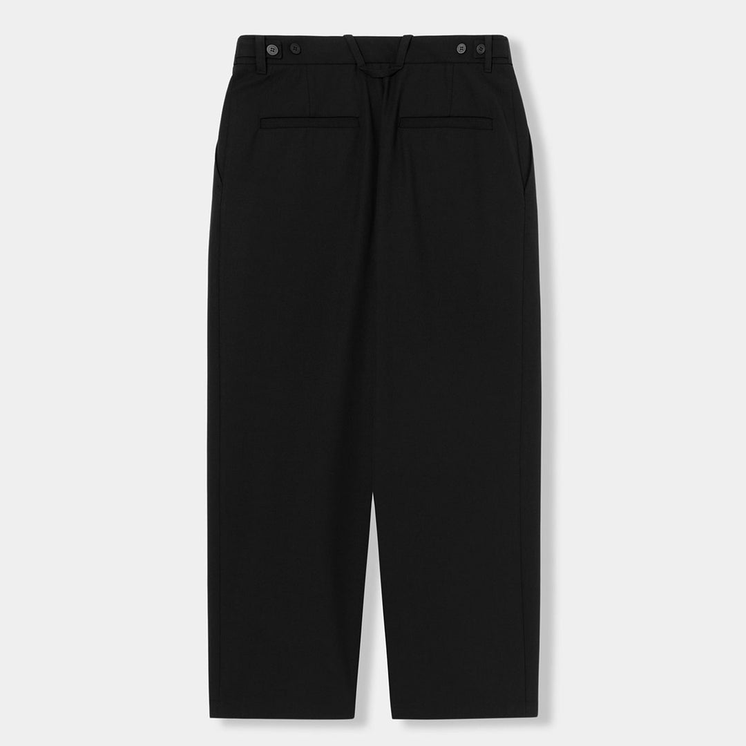 Black Side one-Tuck Wool Pants
