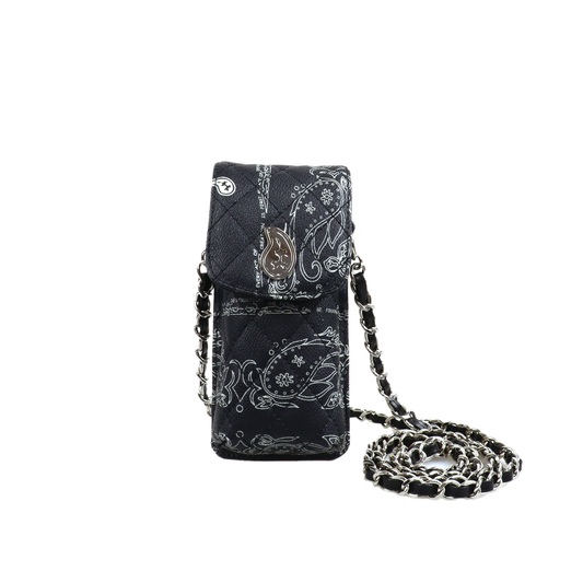 Paisley Quilting Mini Pouch (SILVER/LONG)