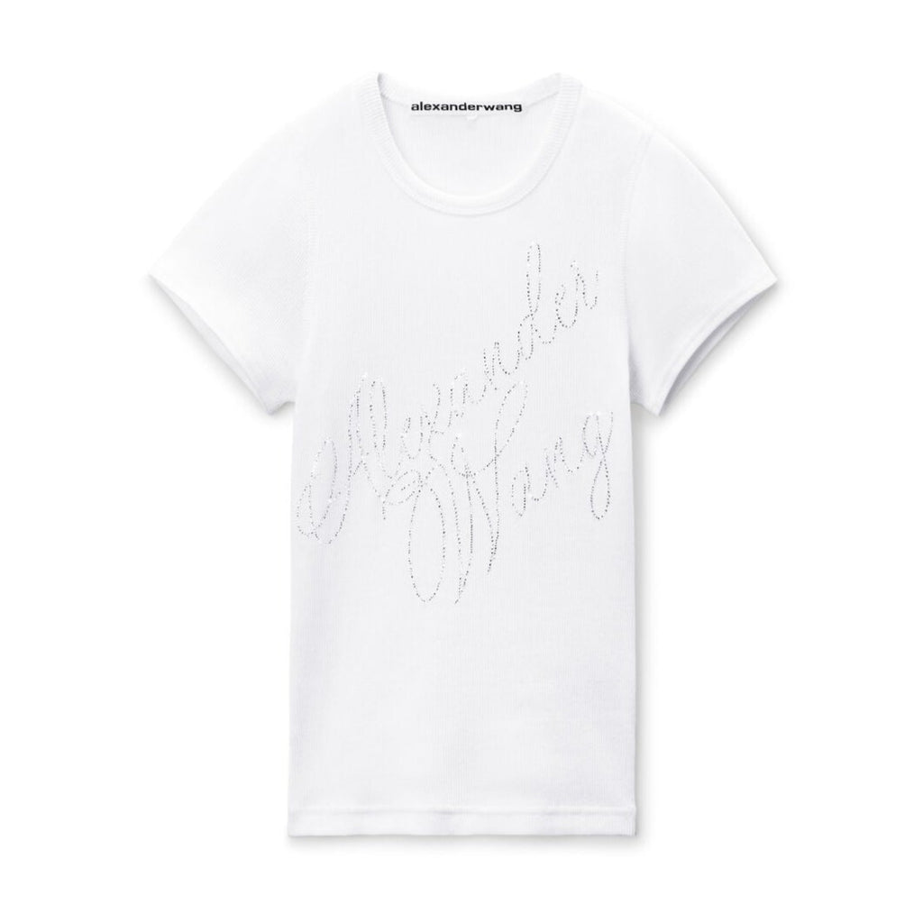 Crystal Hot Fix Rib Jersey T -shirt | Why are you here?