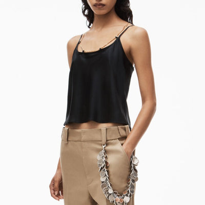 Alexander Wang - ロゴネームプレート付き シルクシャルムーズ キャミトップ