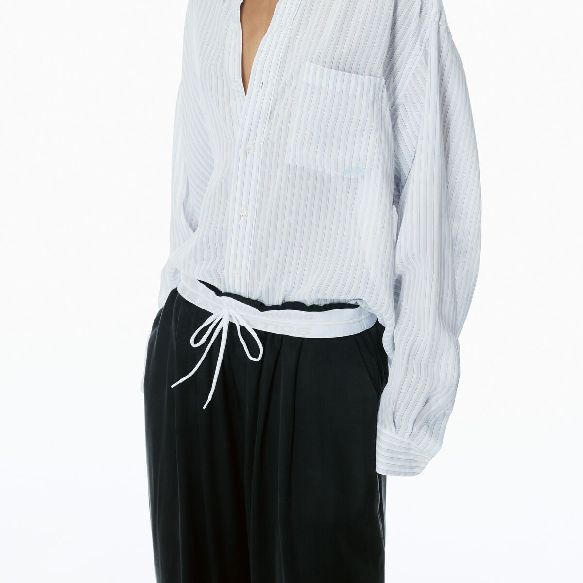 Alexander Wangターンダウンウエストバンド付プレスタイルパンツ Pre-styled pants with turn-down waistband | Why are you here?