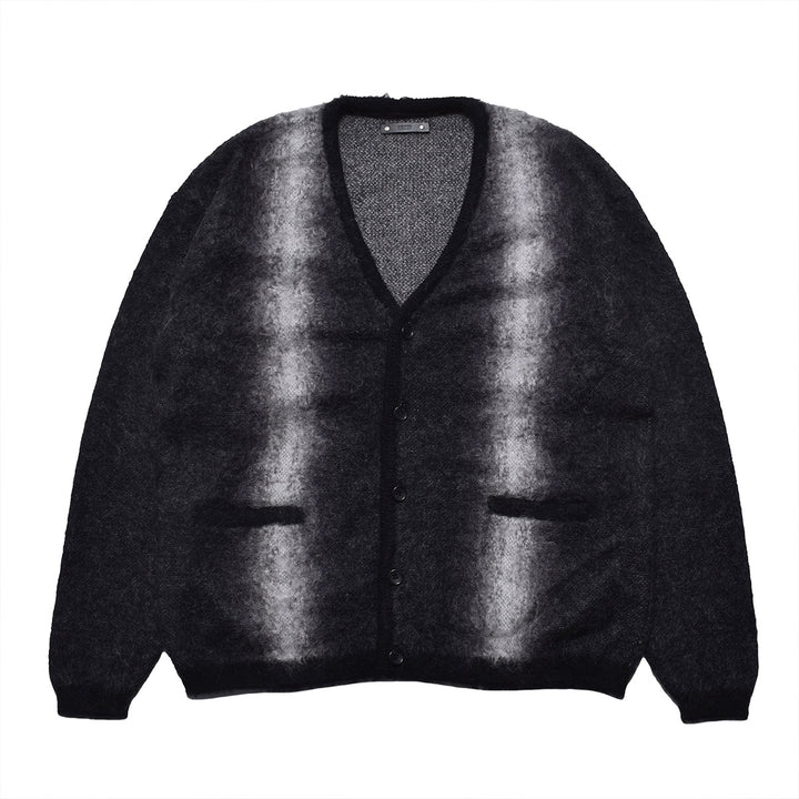 Fuzzy Stripe Mohair Knit Cardigan