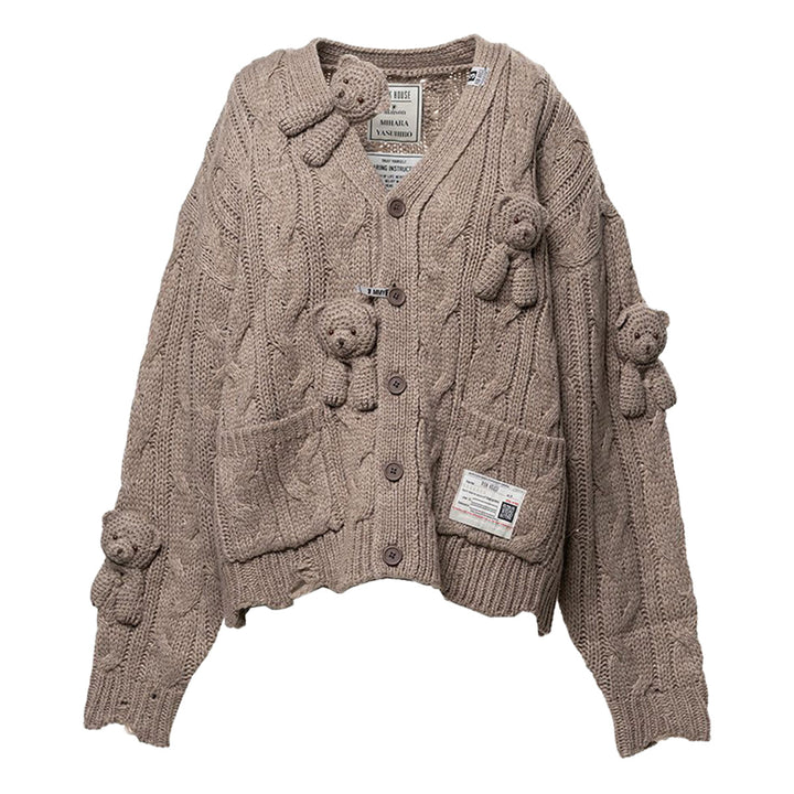 "PINK HOUSE x MMY" Bear Motif Knit Cardigan