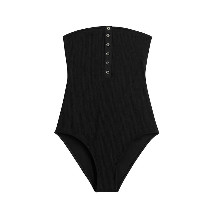 TOTEME - Ribbed strapless swimsuit