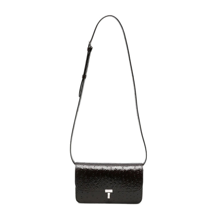 T-lock ostrich-embossed crossbody