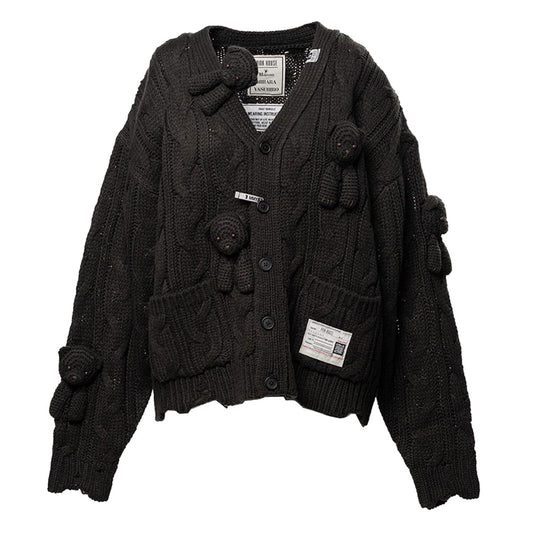 "PINK HOUSE x MMY" Bear Motif Knit Cardigan