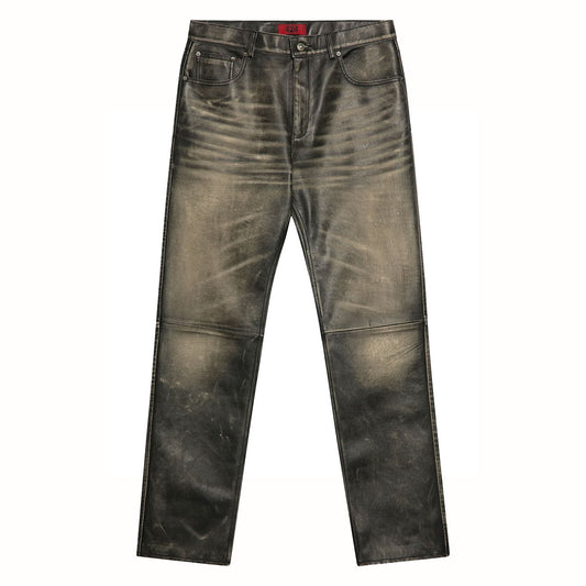 Black Leather Rub Off Pant
