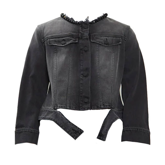 Embellished Fitted Waist Tail Jacket