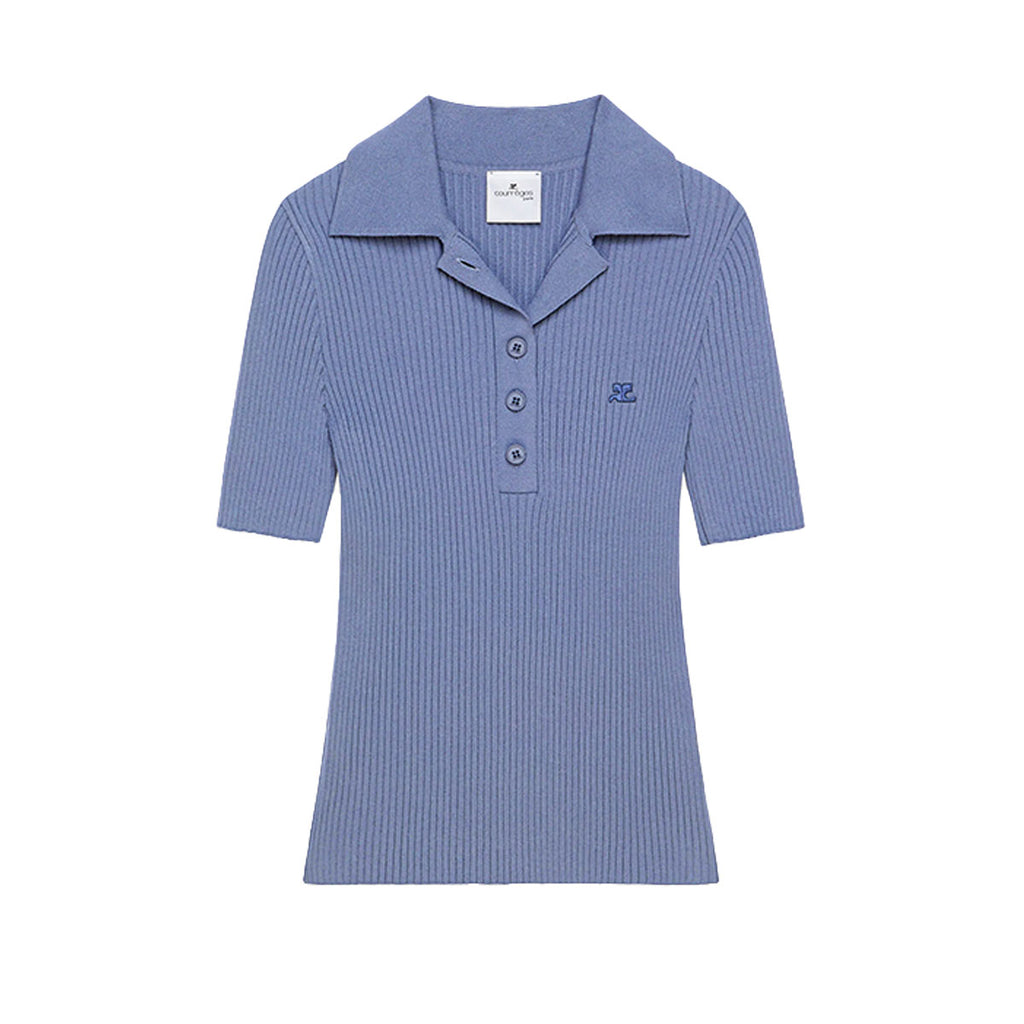 COURREGES(クレージュ) | ICONIC RIB KNIT POLO SHIRT リブニット