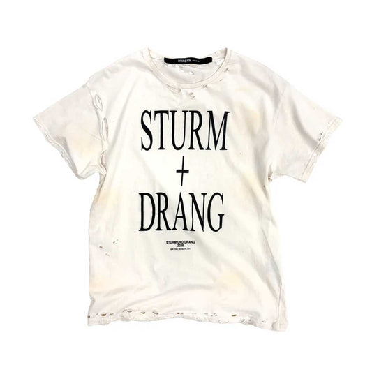 HYACYN - Eet T-Shirt Off-White Cotton Stains Distressed ‘Sturm und Drang’