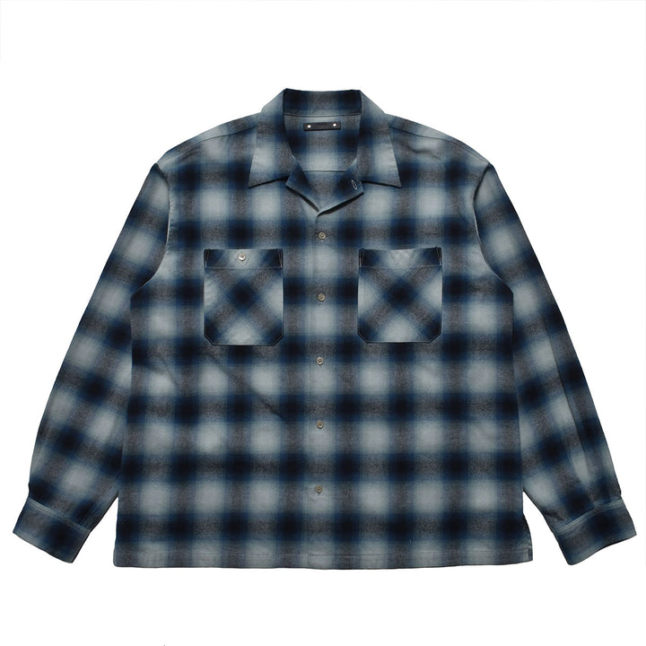 C. Flannel Ombre Open Collar Shirt