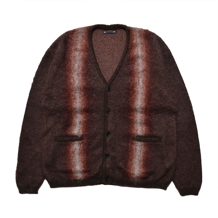 Fuzzy Stripe Mohair Knit Cardigan