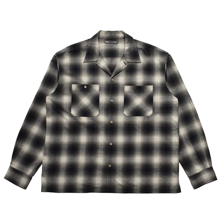 C. Flannel Ombre Open Collar Shirt