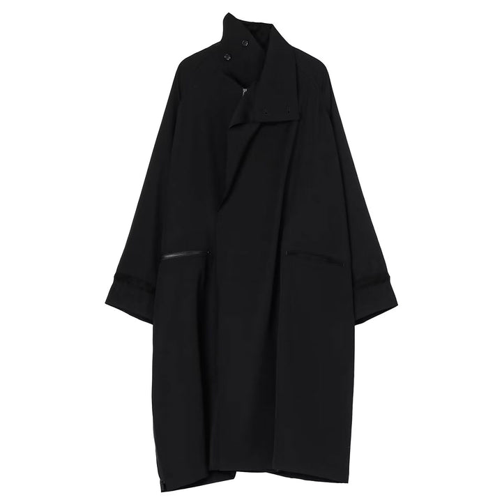 WOOL GABARDINE CROSS ZIPPER COAT