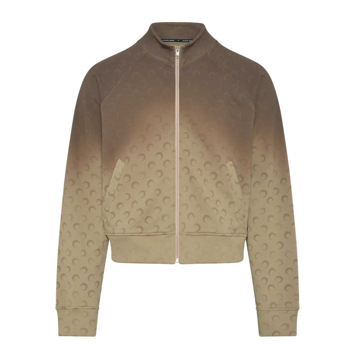 Marine Serre - Faded moon zipped sweatshirt organic cotton