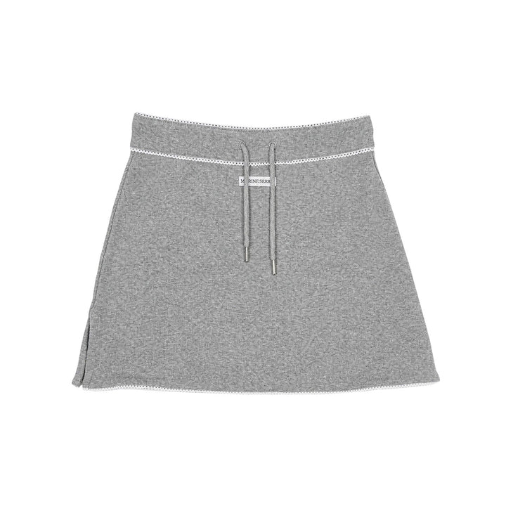 Light Ribbed Jersey Drawstring-Waist Mini Skirt