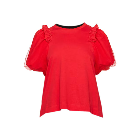 Puff Sleeve Frill T-shirt w/turbo