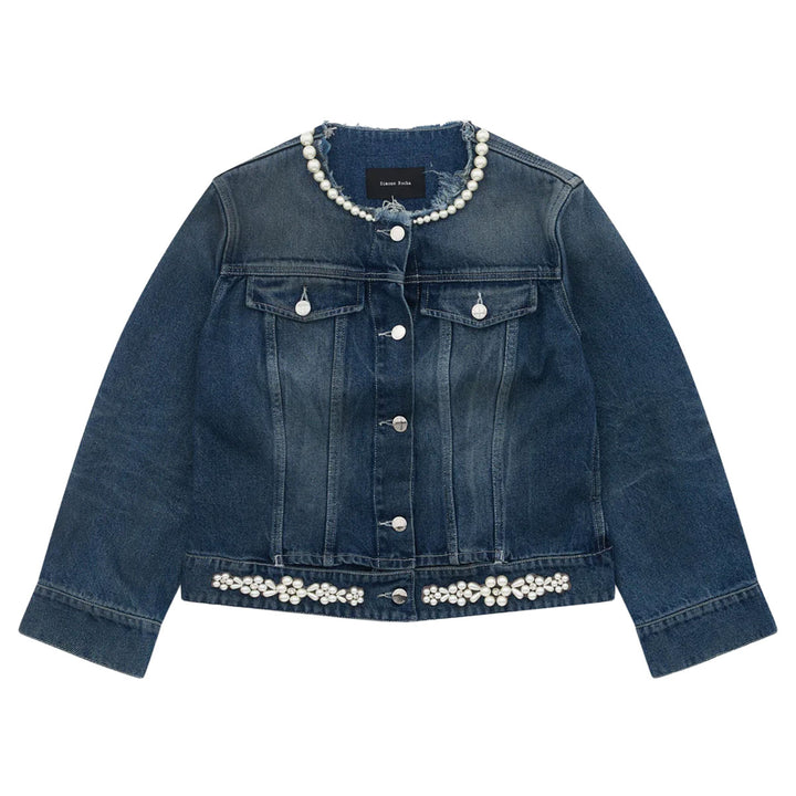 FITTED WAIST TAIL DENIM JACKET W/ TURBO EMB