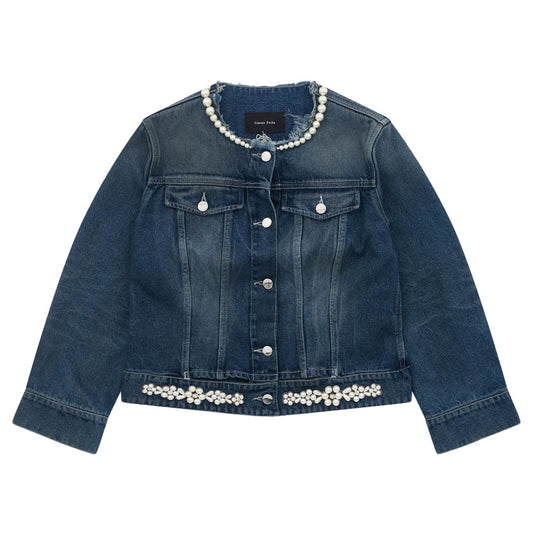 Simone Rocha - FITTED WAIST TAIL DENIM JACKET W/ TURBO EMB