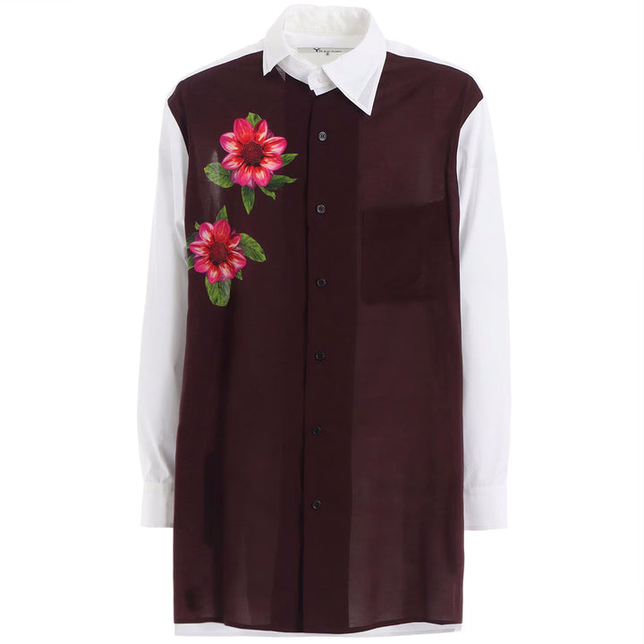 OVERSIZED SILHOUETTE SHIRT IN BROAD AND CELLULOSE TWO FLOWERS