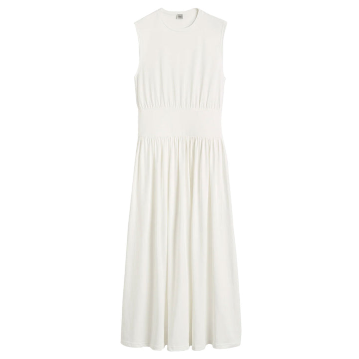 Sleeveless cotton tee dress off white