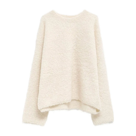 Boxy bouclé knit milk