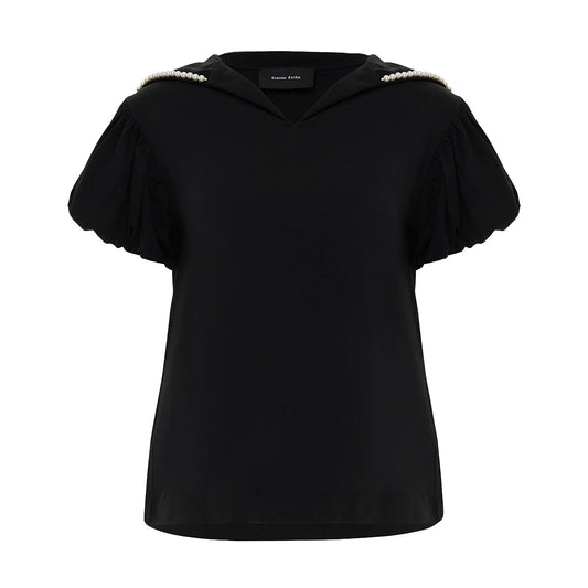 Simone Rocha - PUFF SLEEVE SAILOR COLLAR T-SHIRT W/ EMB