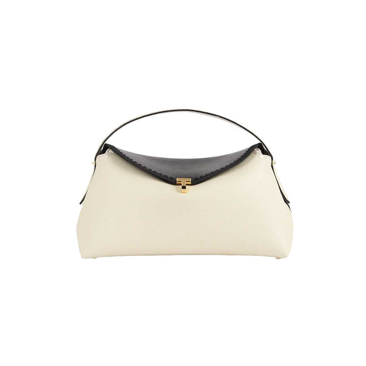 T-lock embroidered leather top handle