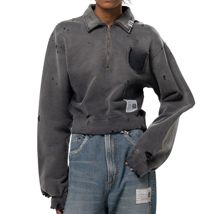 Sun Faded Like Cropped Collared Sweatshirt