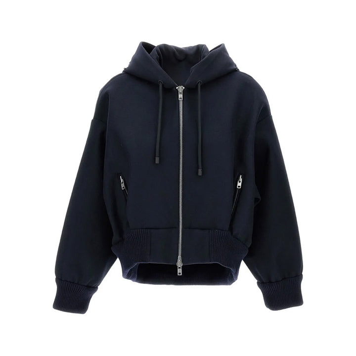 HOODED ZIP-UP BOMBER JACKET W/ HOOD EMB