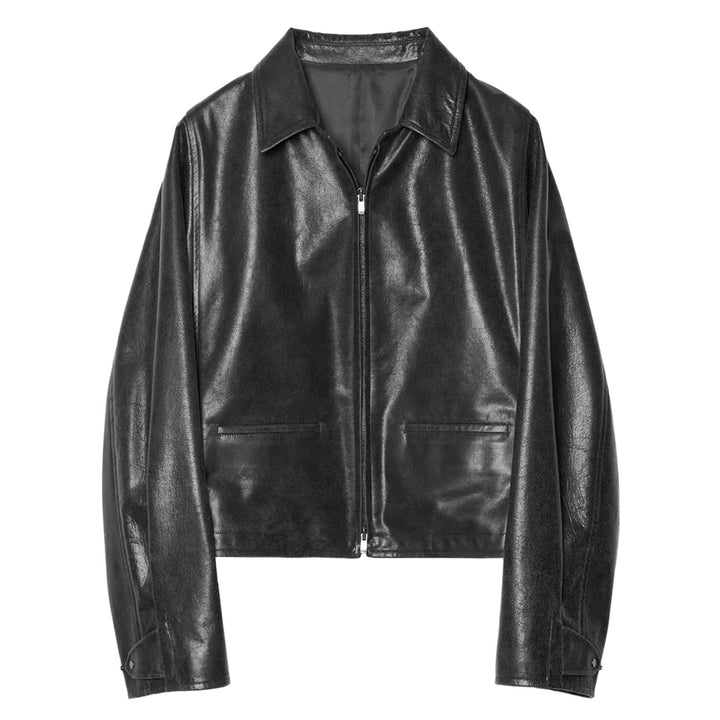 MODIFIED-SLEEVE LEATHER MOTOR JACKET