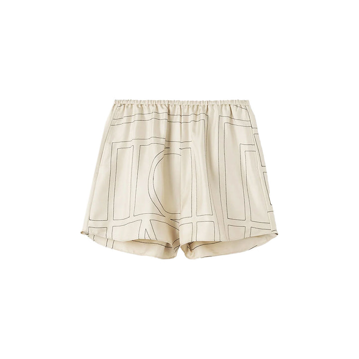 Monogram silk pj shorts ivory