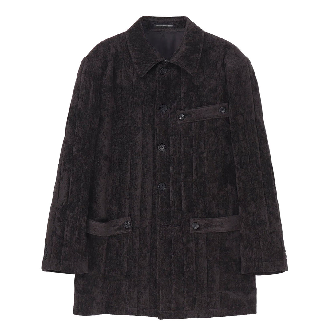 LINEN VELVET TAB DETAIL PADED JACKET