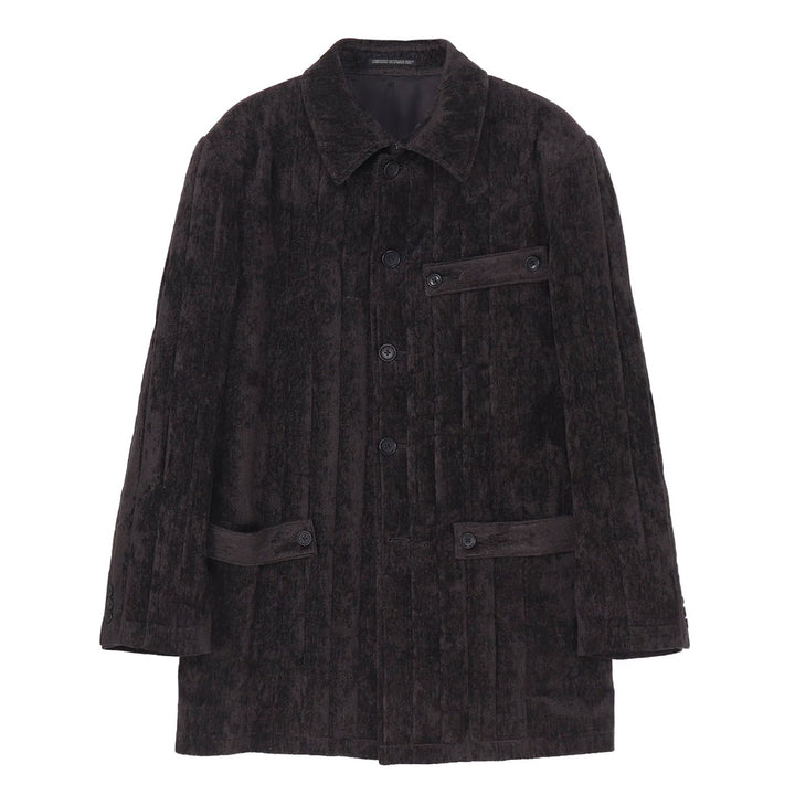 LINEN VELVET TAB DETAIL PADED JACKET