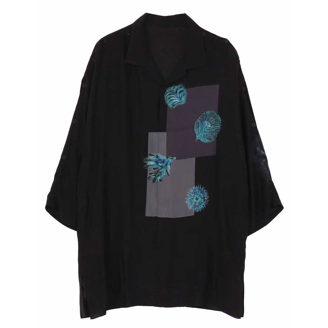 Yohji Yamamoto - SEA CREATURE PRINTED SHOULDER OPNED BLOUSE