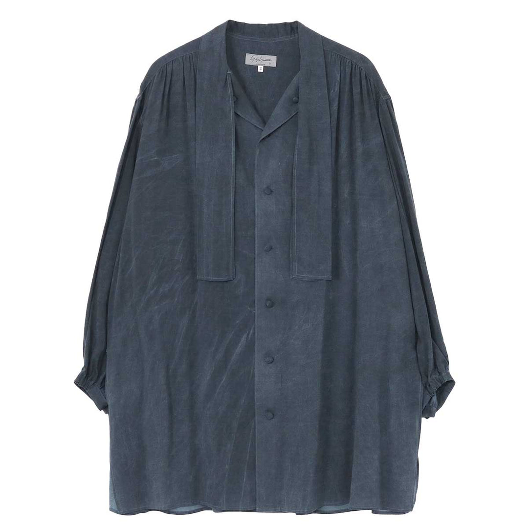 Yohji Yamamoto - CELLULOSE COATING SCARF GATHER BLOUSE