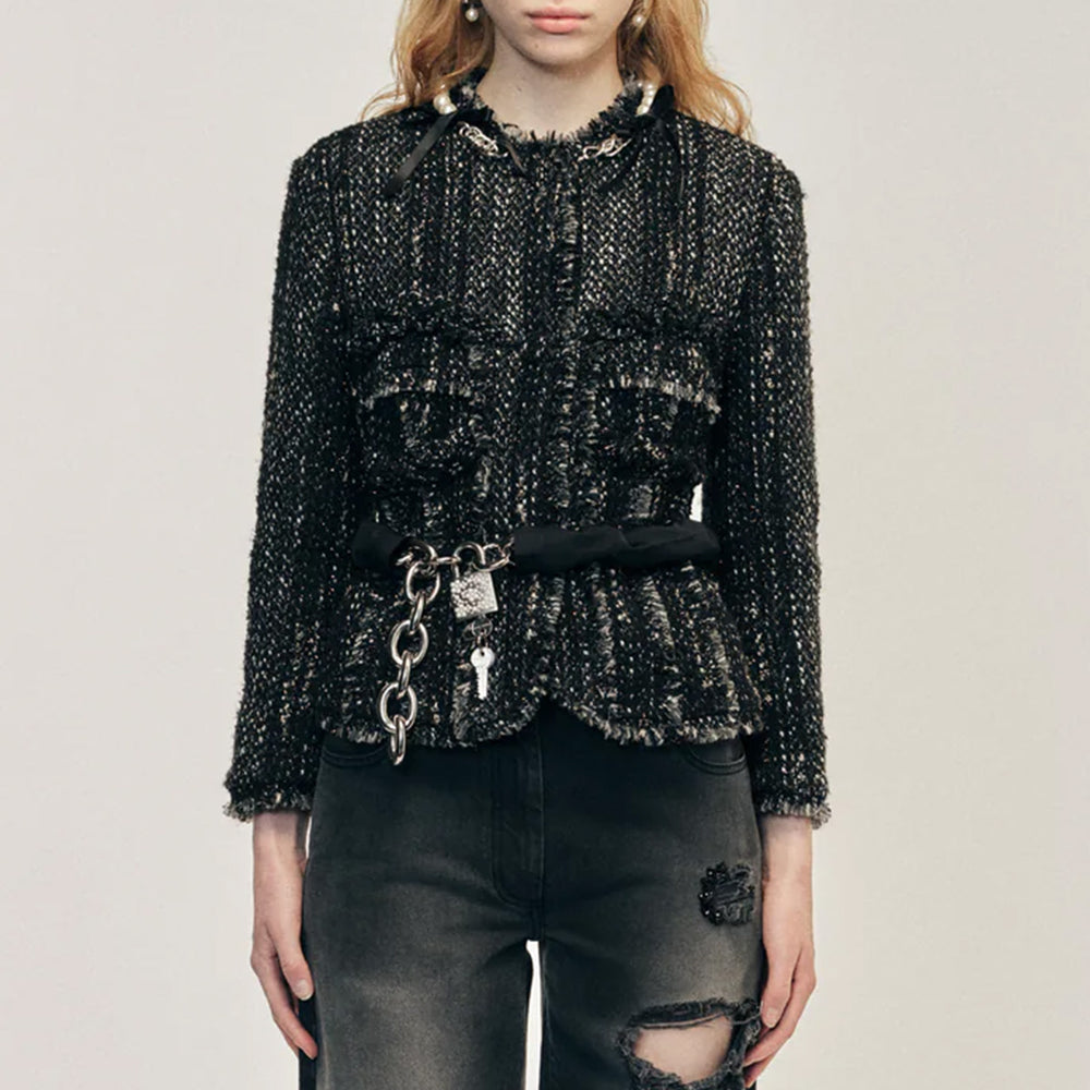Simone Rocha - Embellished Sculpted Frill Bust Fray Jacket