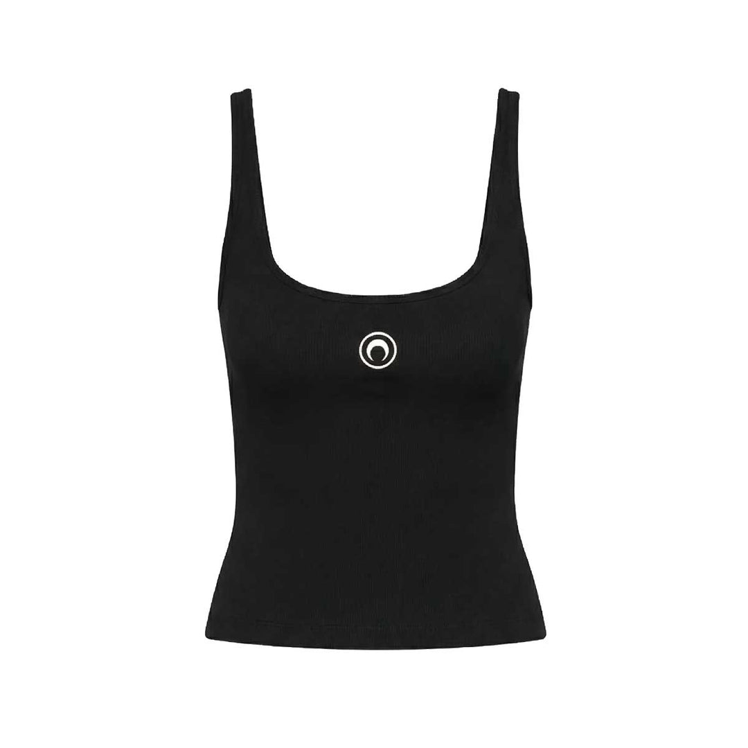 Marine Serre - Moon Logo Ribbed Jersey Cropped Tank Top