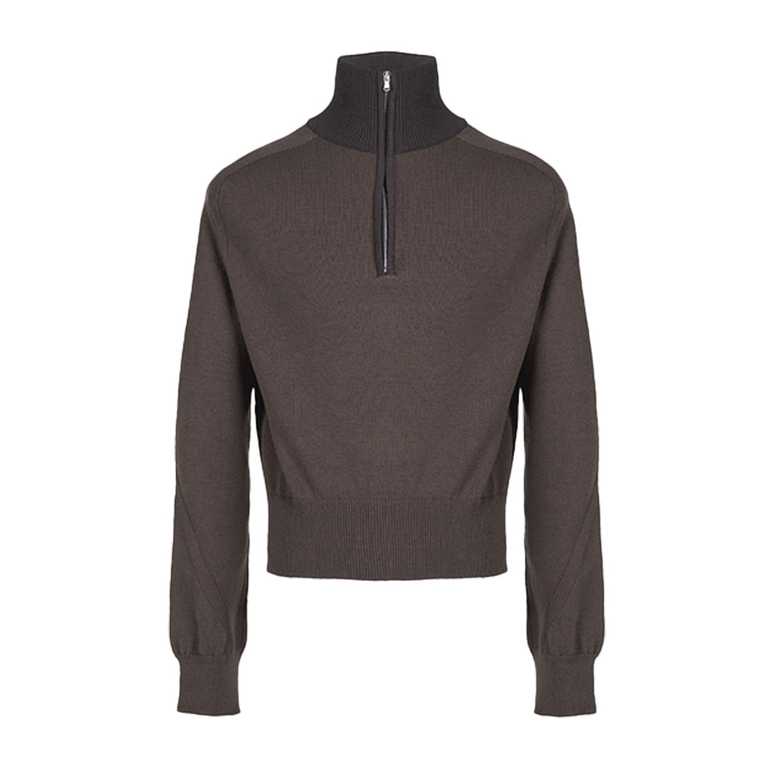 FRANK STRUCTURED HAIF-ZIP KNIT SWEATER IN OAK BROWN