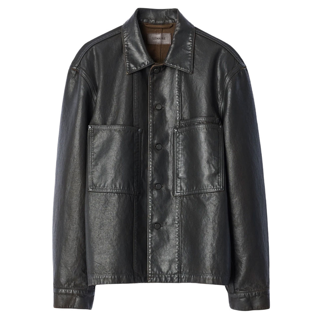 Coated denim workwear overshirt