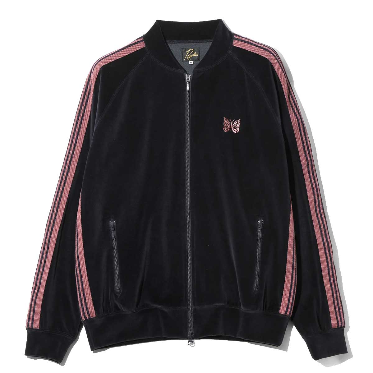 Needles ニードルス 25SS RIB COLLAR TRACK JACKET - C/PE VELOR ベロア リブカラー トラックジャケット ブラウン/ホワイト QV319 NEEDLES(ニードルズ) | Rib Collar Track Jacket - C/PE Velour