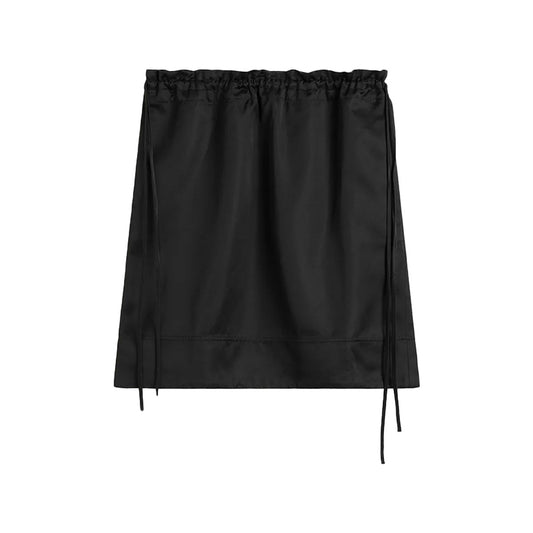 Drawstring satin mini skirt