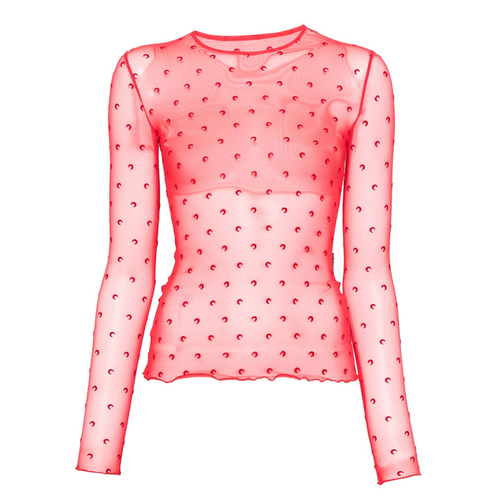 Plumetis moon mesh flock long-sleeved top