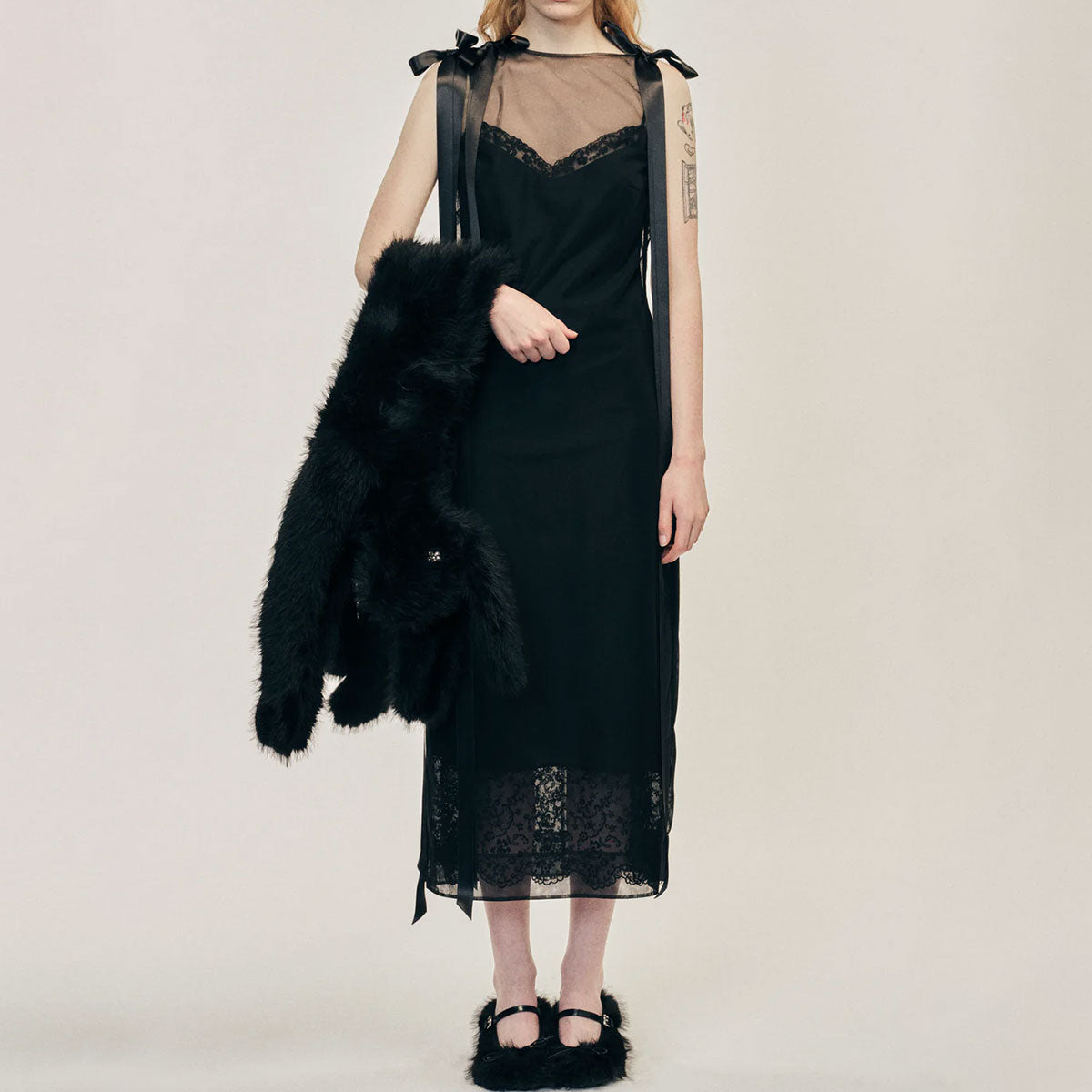 Simone Rocha (シモーン・ロシャ) | Sheer Bow Ribbon Tail Dress