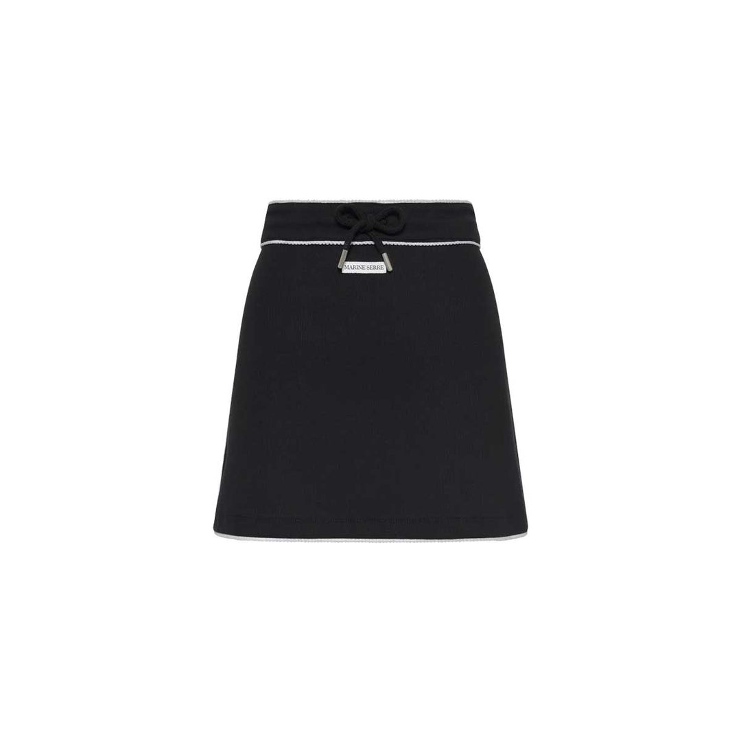 Marine Serre - Light Ribbed Jersey Drawstring-Waist Mini Skirt