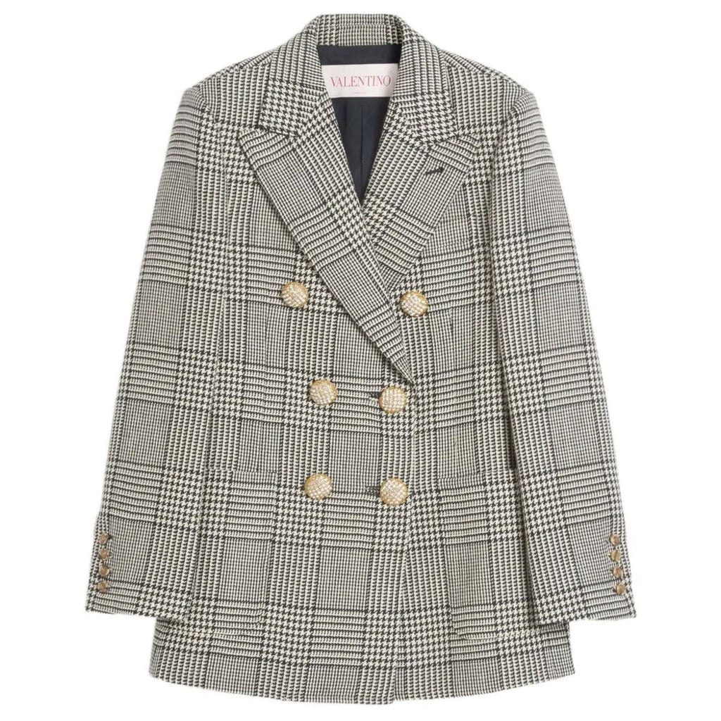VALENTINO (ヴァレンティノ) チェック ラムレザーカラー付 ステン